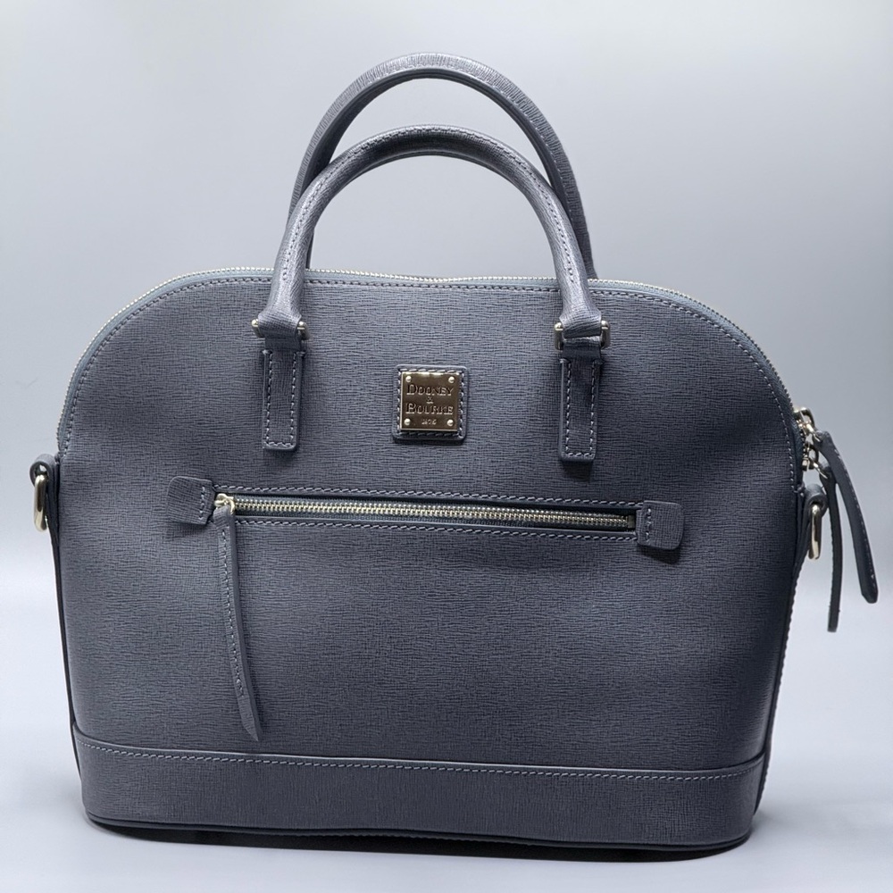 Dooney & Bourke Gray Saffiano Leather Zip Satchel Crossbody Bag